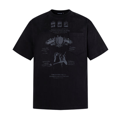 Graphic Print Pocket Design Short Sleeve T-Shirt WN25383