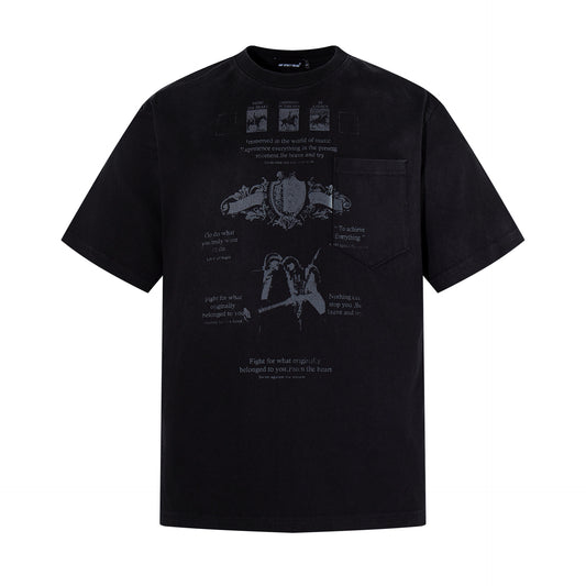 Graphic Print Pocket Design Short Sleeve T-Shirt WN25383