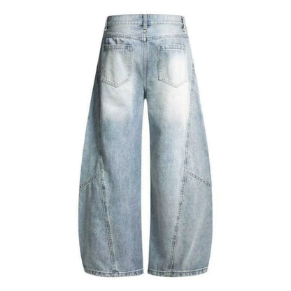 Washed Drape Wide Leg Denim Jeans WN27932