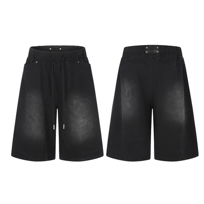 Washed Drawstring Half Sweatpants WN25498