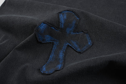 Washed Cross Applique Short Sleeve T-Shirt WN25439
