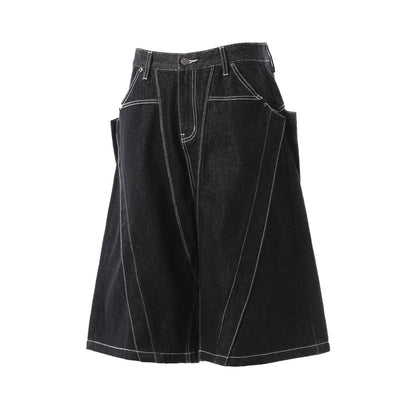 Raw Denim Deconstruction Wide Leg Half Pants WN26099