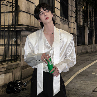 PU Leather Oversize Long Sleeve Shirt WN25129