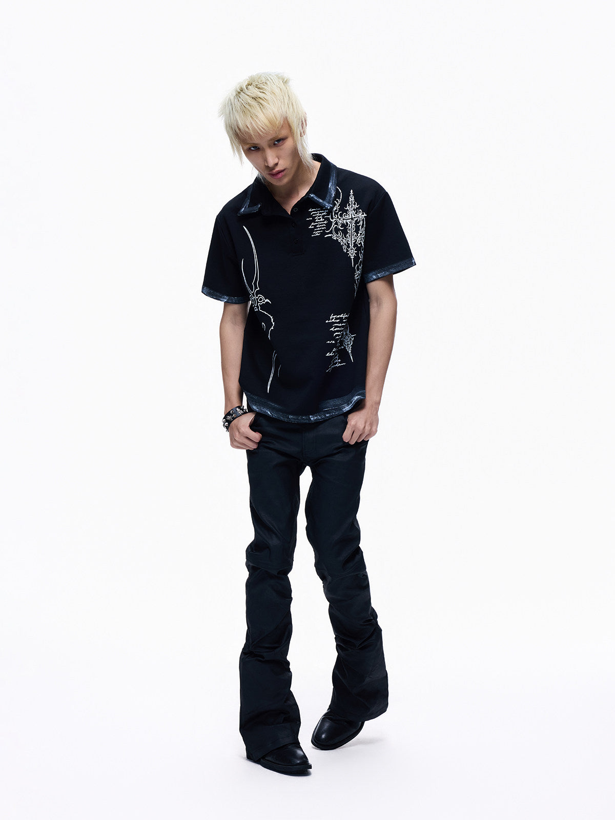 Print Cropped Short Sleeve Polo Shirt WN27275