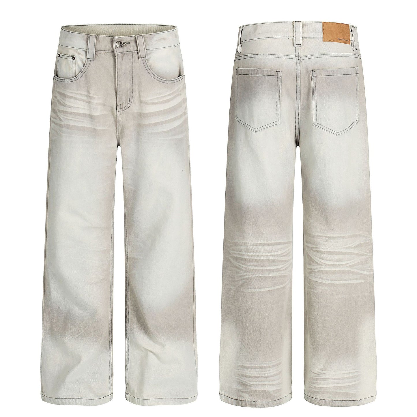 Washed Whiskers Wide Leg Denim Jeans WN25837