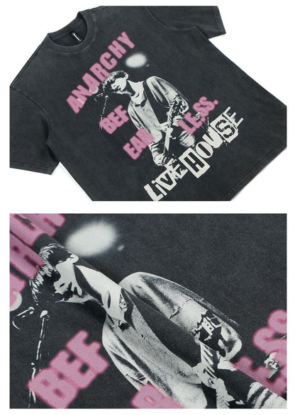 Washed Portrait Graphic Short Sleeve T-Shirt WN26285