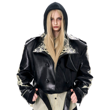 Punchy Sequin Short PU Leather Jacket WN21965