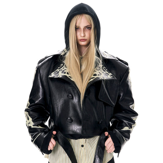 Punchy Sequin Short PU Leather Jacket WN21965