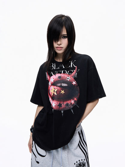 Graphic Print Oversize Short Sleeve T-Shirt WN27303
