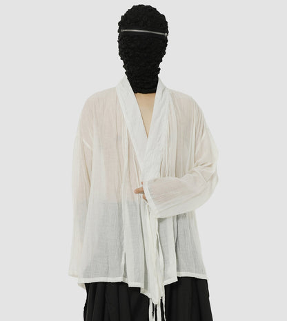 Slightly Sheer Lace-Up Shirt WN20494