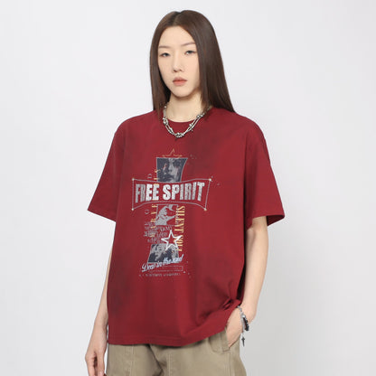 Washed Damage Print Short Sleeve T-Shirt WN24460