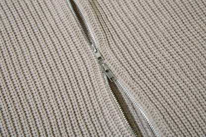 Colorblock Zipper Stand Neck Knit Cardigan WN11227