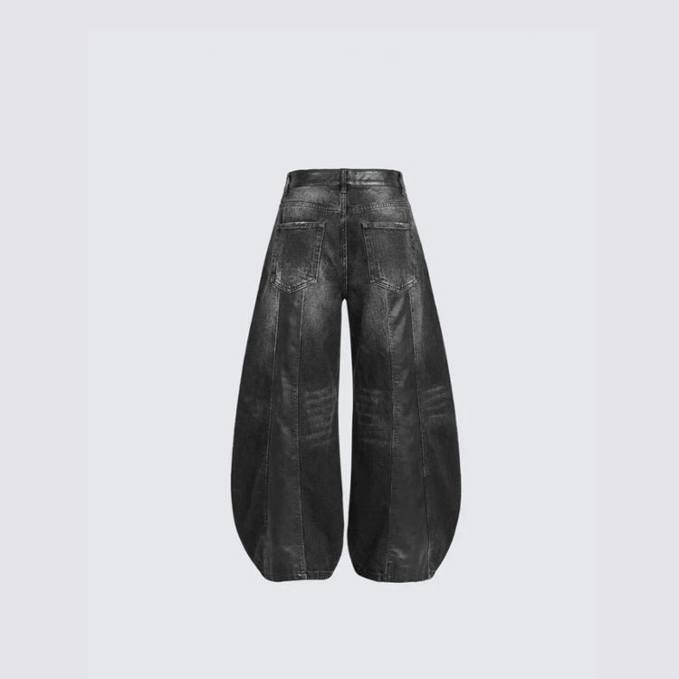 Washed Patchwork Curved Faded Denim Jeans WN27895