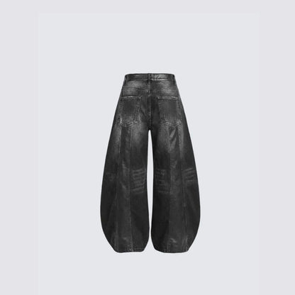 Washed Patchwork Curved Faded Denim Jeans WN27895