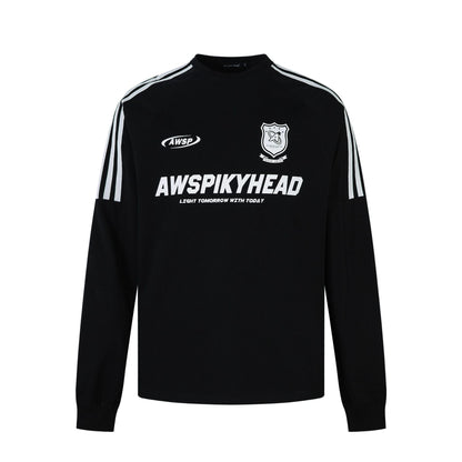 High-Neck Heavyweight Stripe Long Sleeve T-Shirt WN25629