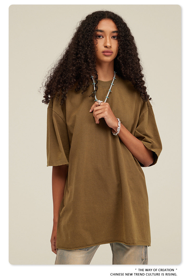 Washed Damage Oversize Short Sleeve T-Shirt WN6068