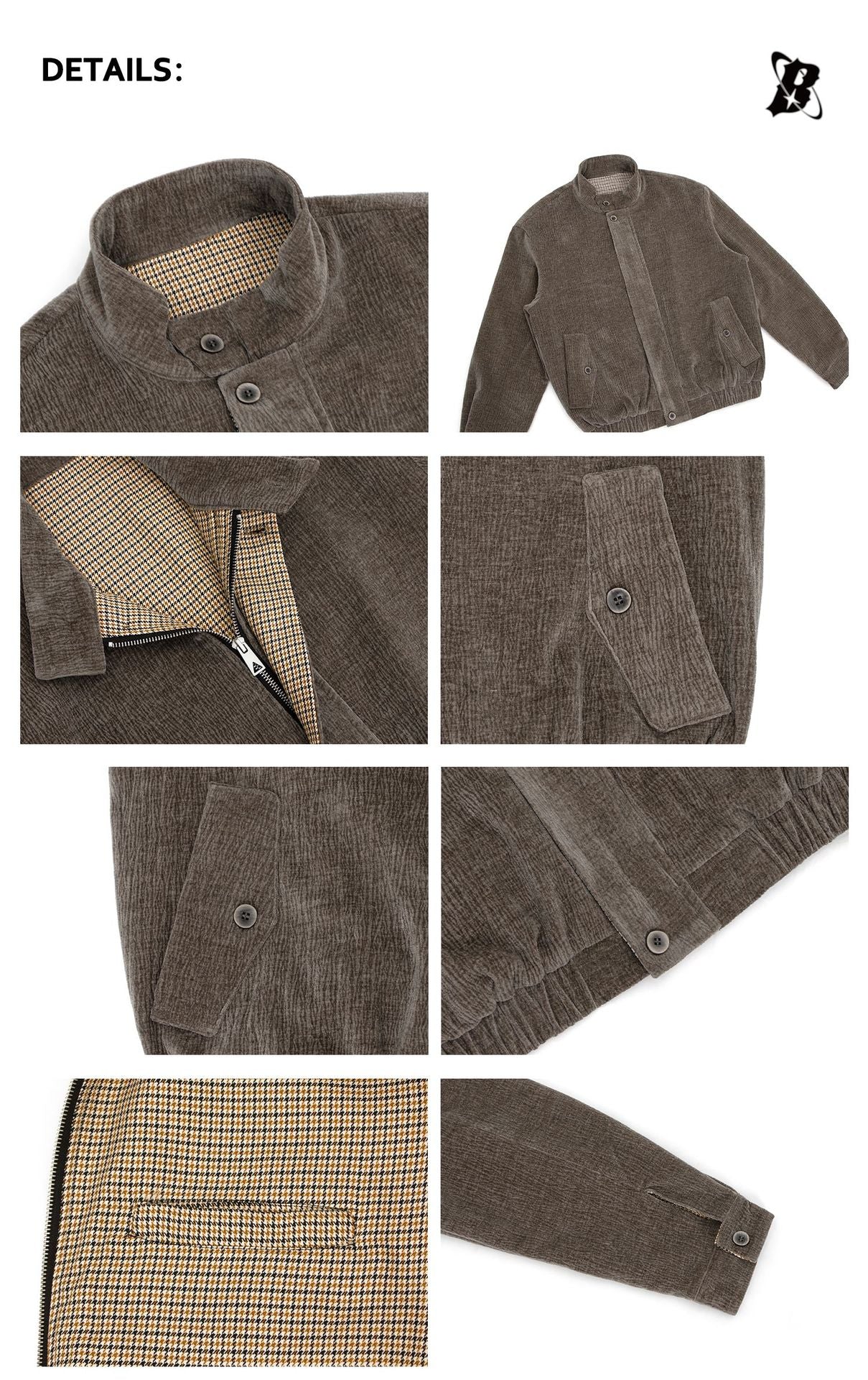 Washed Corduroy Houndstooth Lining Jacket WN26251