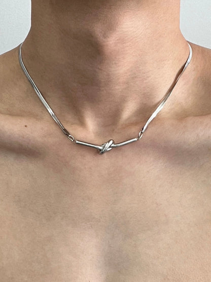Knotted Snake Bone Titanium Steel Necklace WN19235