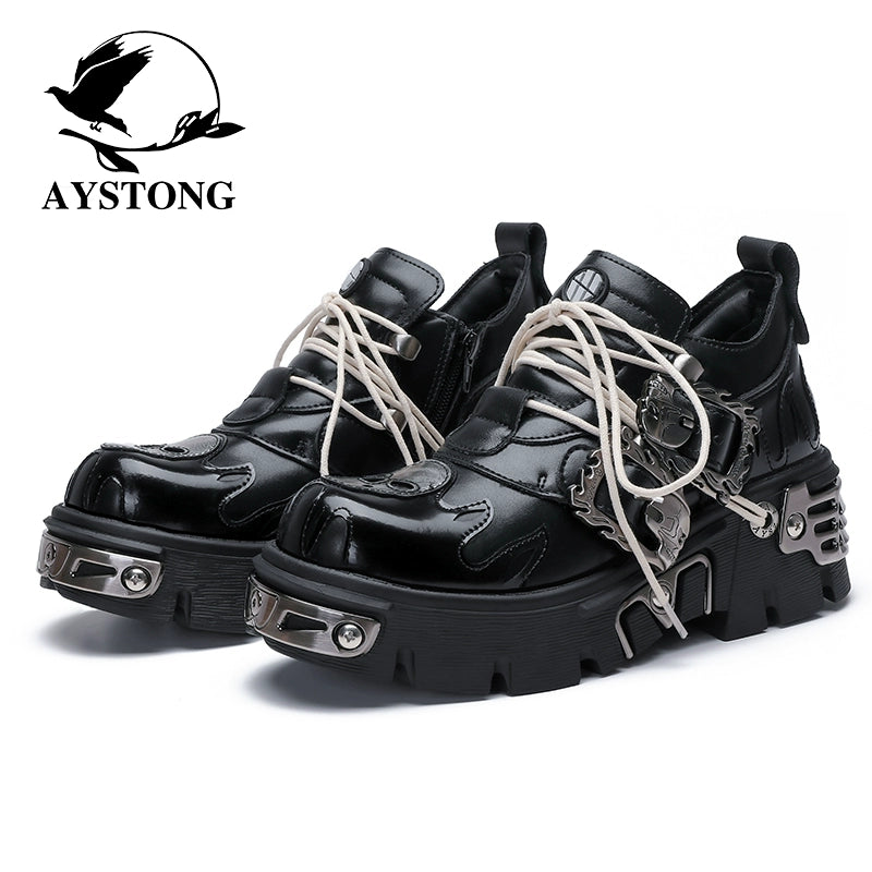 Metal Detail Chunky Sole Derby Leather Shoes WN19192