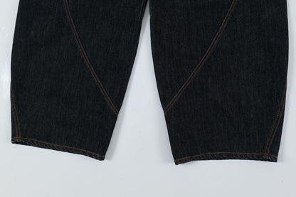 Patchwork Washed Straight-Leg Denim Jeans WN11327