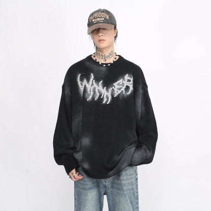 Hot Stamping Design Oversize Kint Sweater WN8716