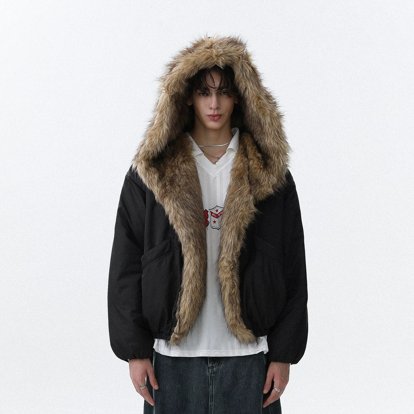 Fake Fur-Collar Thick Hooded Padded Jacket WN22090