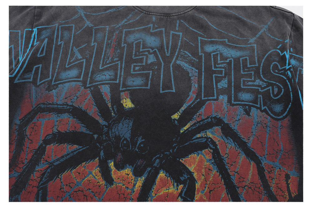 Spider Web Graphic Short Sleeve T-Shirt WN26448