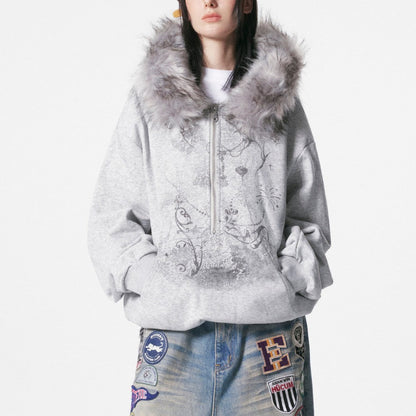 Graphic Print Pullover Hoodie WN27856