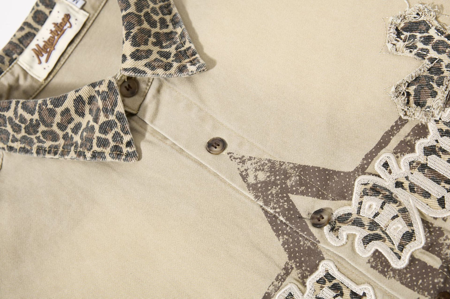 Leopard Print Cross Graphic Short Sleeve Shirt WN25474