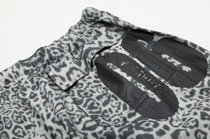 Leopard Print Paratrooper Wide-Leg Cargo Pants WN16164