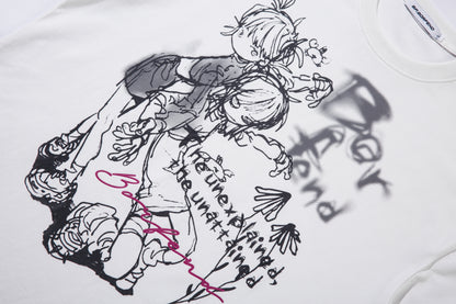 Illustration Graffiti Letter Short Sleeve T-Shirt WN25430