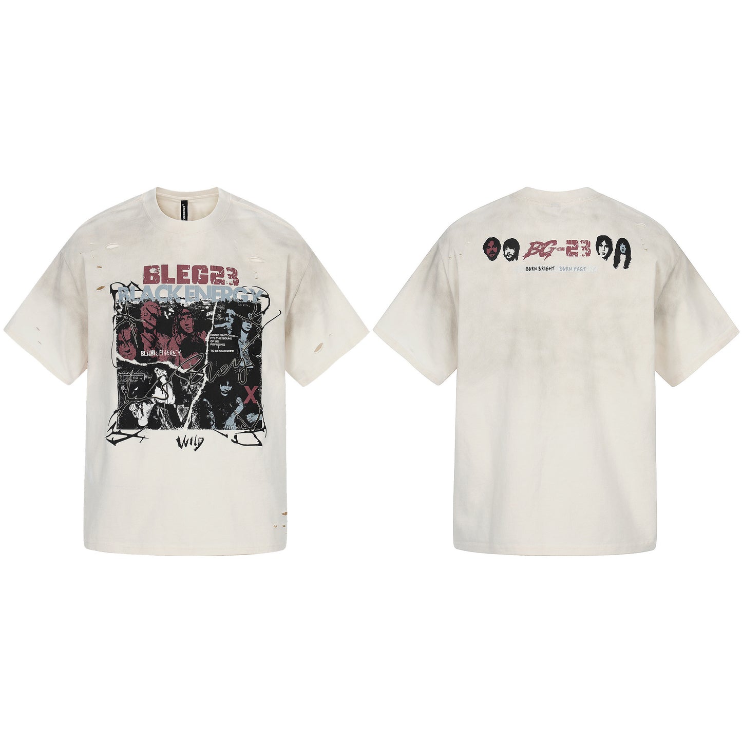 Graphic Print Dirty Dye Damage Short Sleeve T-Shirt WN25586
