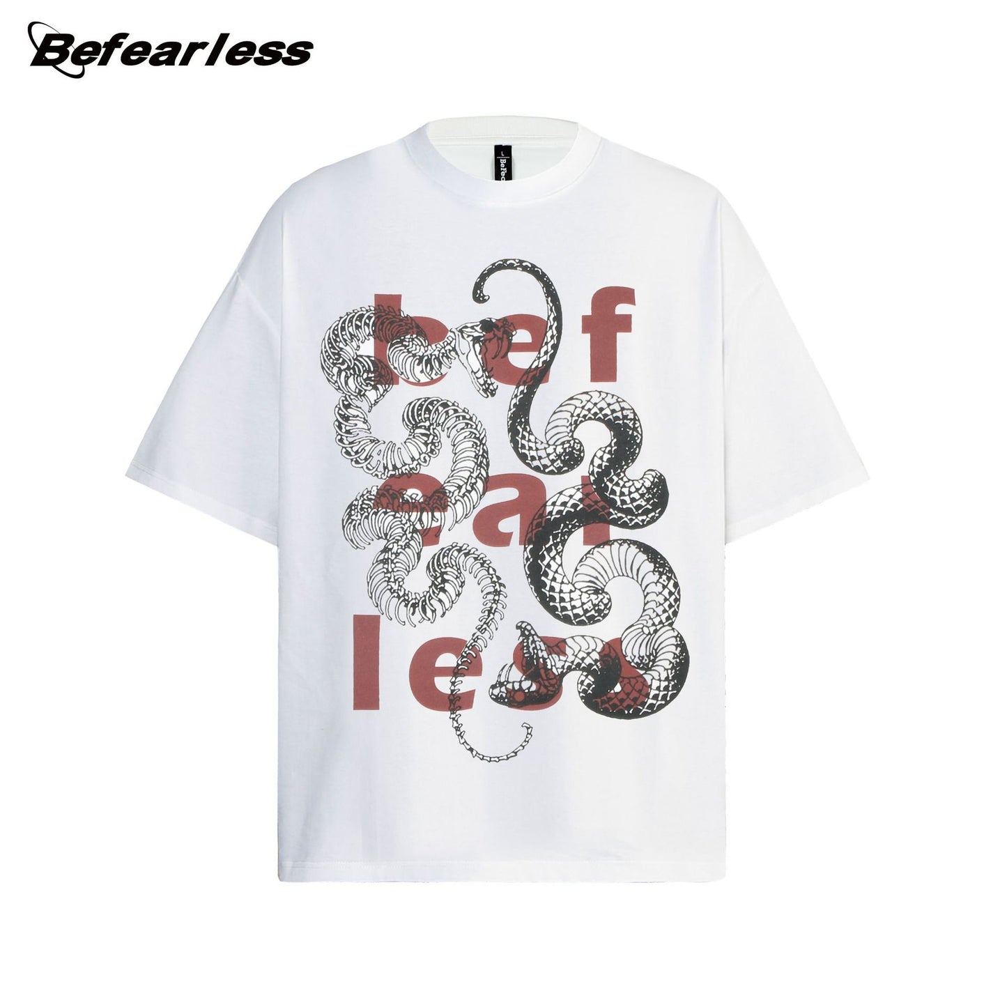Snake Graphic Letter Print Oversize Short Sleeve T-Shirt WN26328