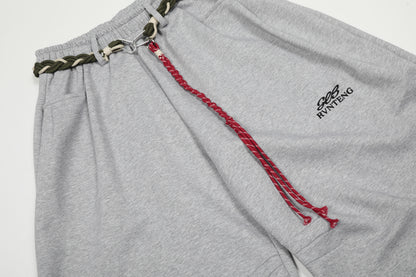 Rope Drawstring Curved Wide Leg Sweatpants WN25708
