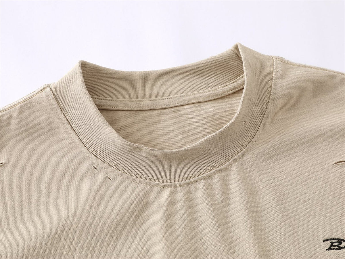 Damage Raw Hem Pocket Oversize Short Sleeve T-Shirt WN26864