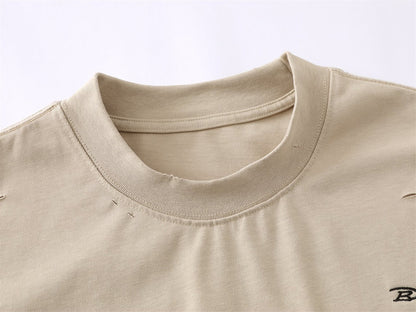 Damage Raw Hem Pocket Oversize Short Sleeve T-Shirt WN26864