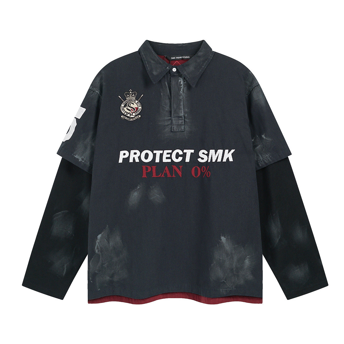Dirty Washed Fake Layered Long Sleeve T-Shirt WN25805