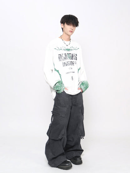 Graphic Print Oversize Long Sleeve T-Shirt WN24448