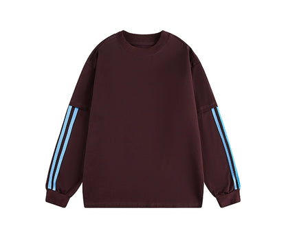 Stripe Fake Layered Oversize Long Sleeve T-Shirt WN21443