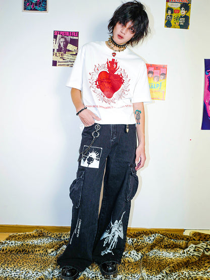 Graphic Print Oversize Drop Shoulder Short Sleeve T-Shirt WN15913