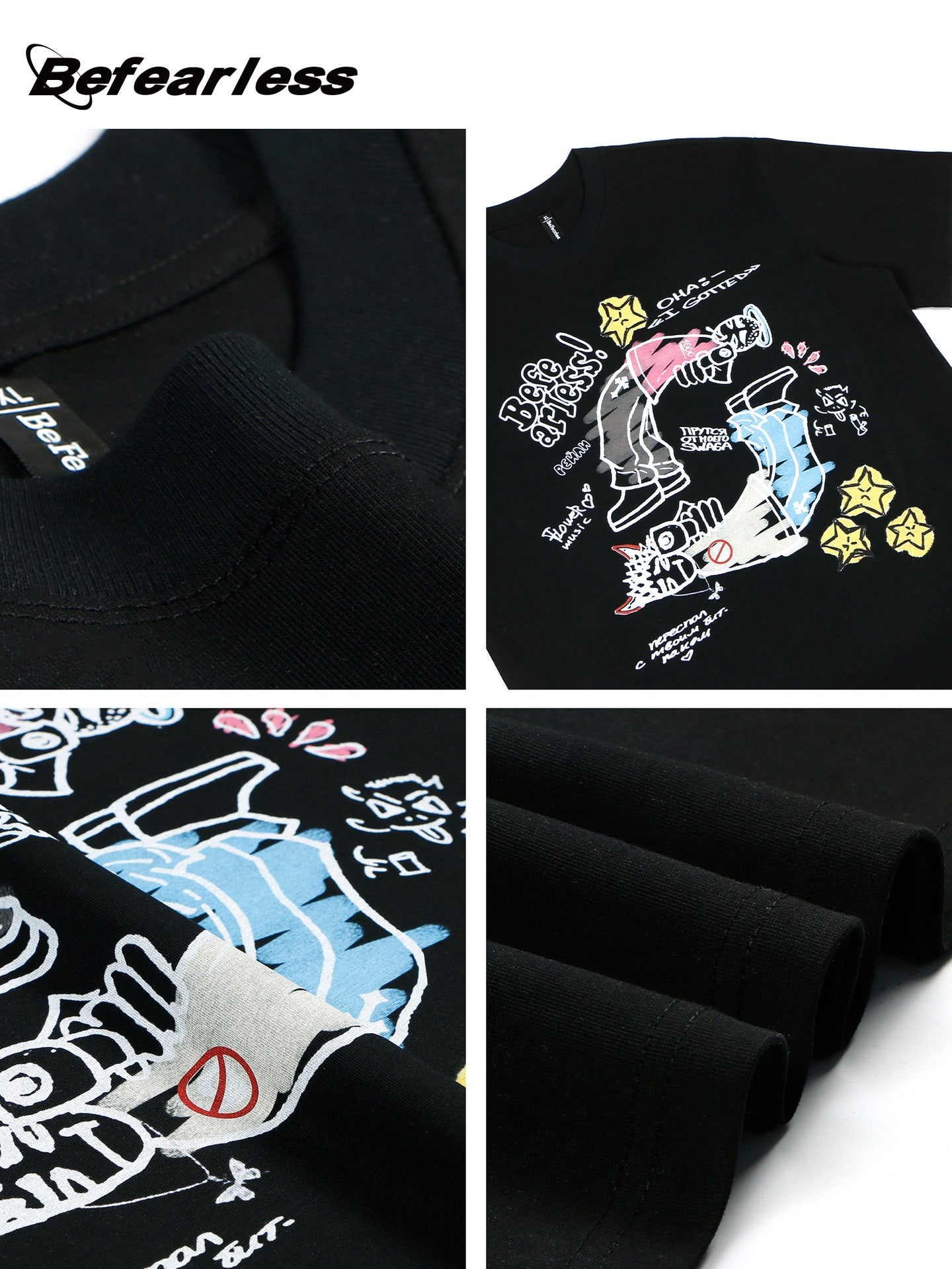 Graffiti Cartoon Print Oversize Short Sleeve T-Shirt WN26239