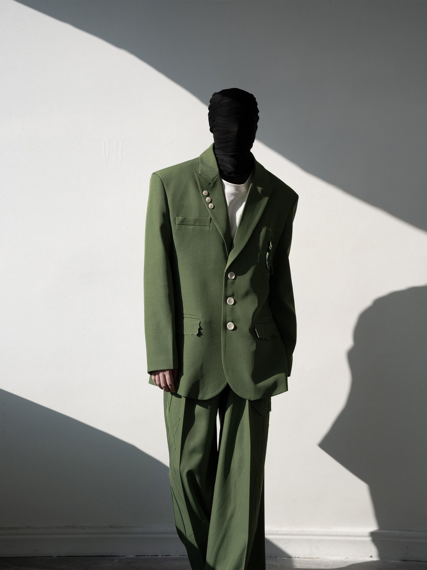 Flower Design Asymmetric Pocket Tailored Jacket & Trousers Setup WN23840