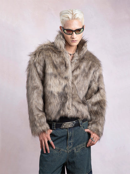 Stand Neck Furry Short Jacket WN7276