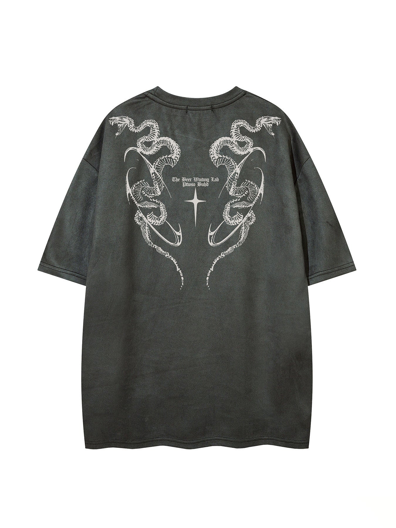 Python Print Suede Letter Print Short Sleeve T-Shirt WN25588