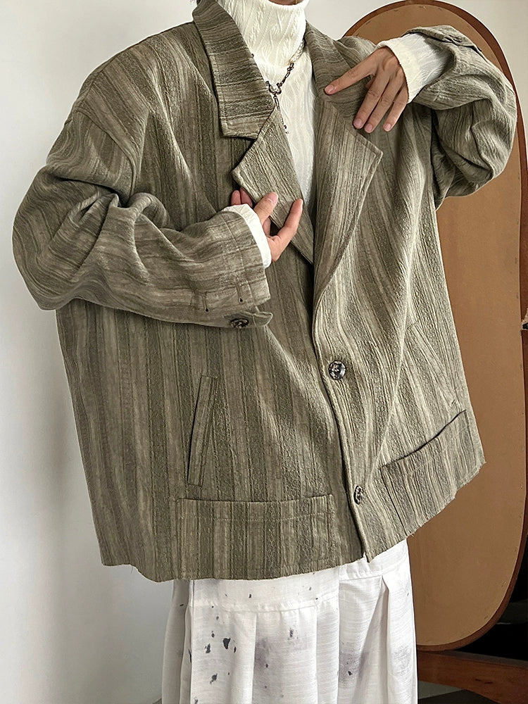 Tie-Dye Jacquard Texture Pleats Oversize Tailored Jacket WN20022