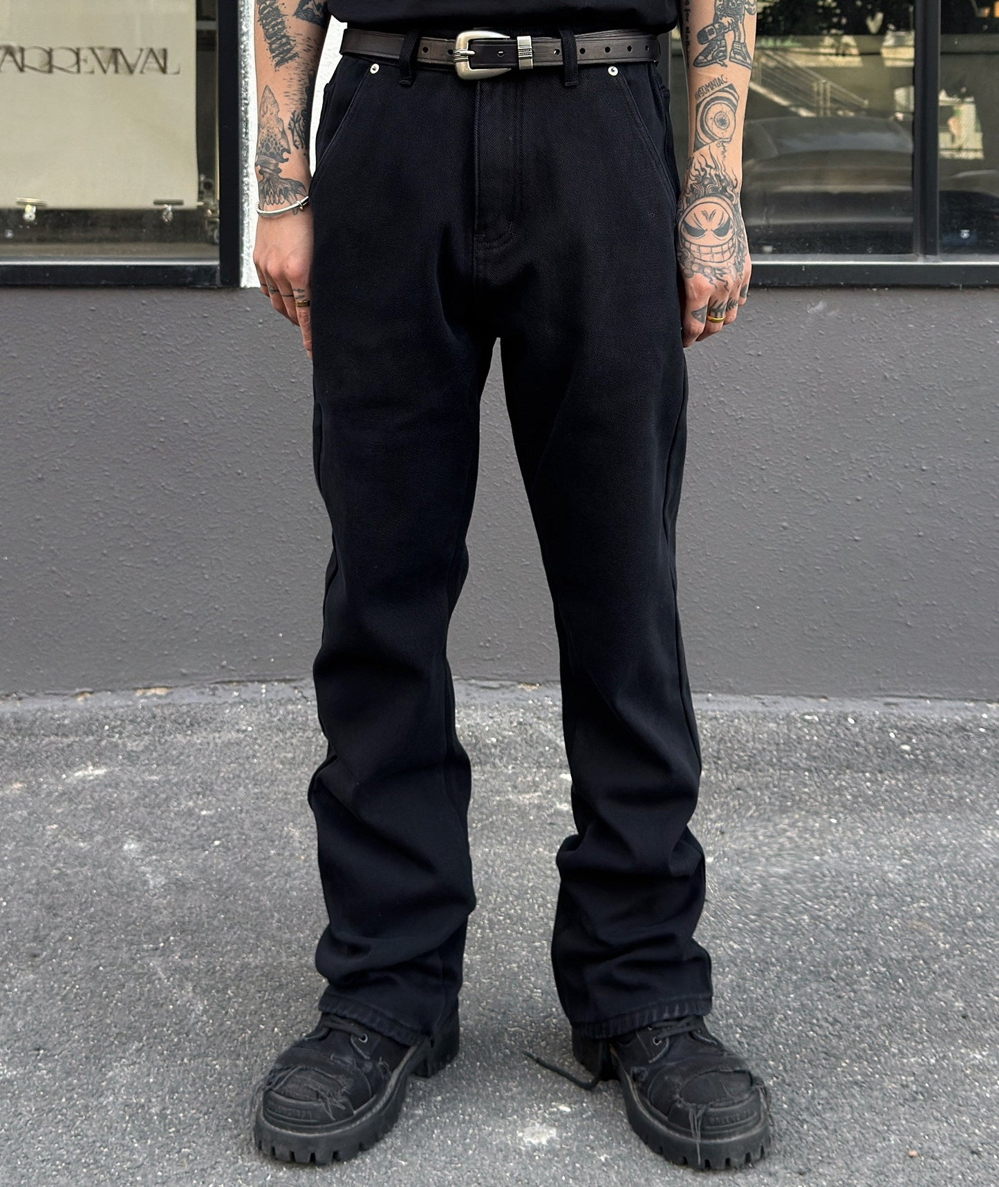 Fleece Lining Slim Straight Denim Jeans WN23002