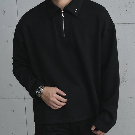 Half Zipper Turn-Down Collar Long Sleeve Polo Shirt WN17642