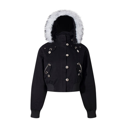 Detachable Fur Hooded Jacket WN21347