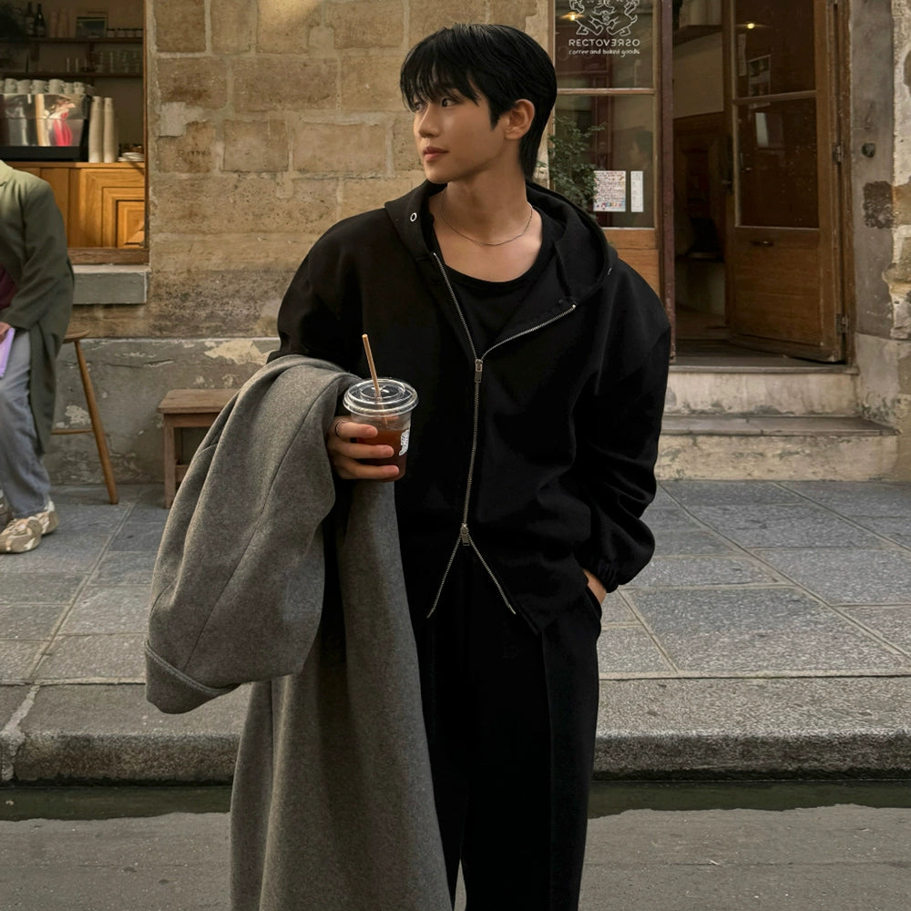 Double Zipper Hoodie & Straight Pants Setup WN20235