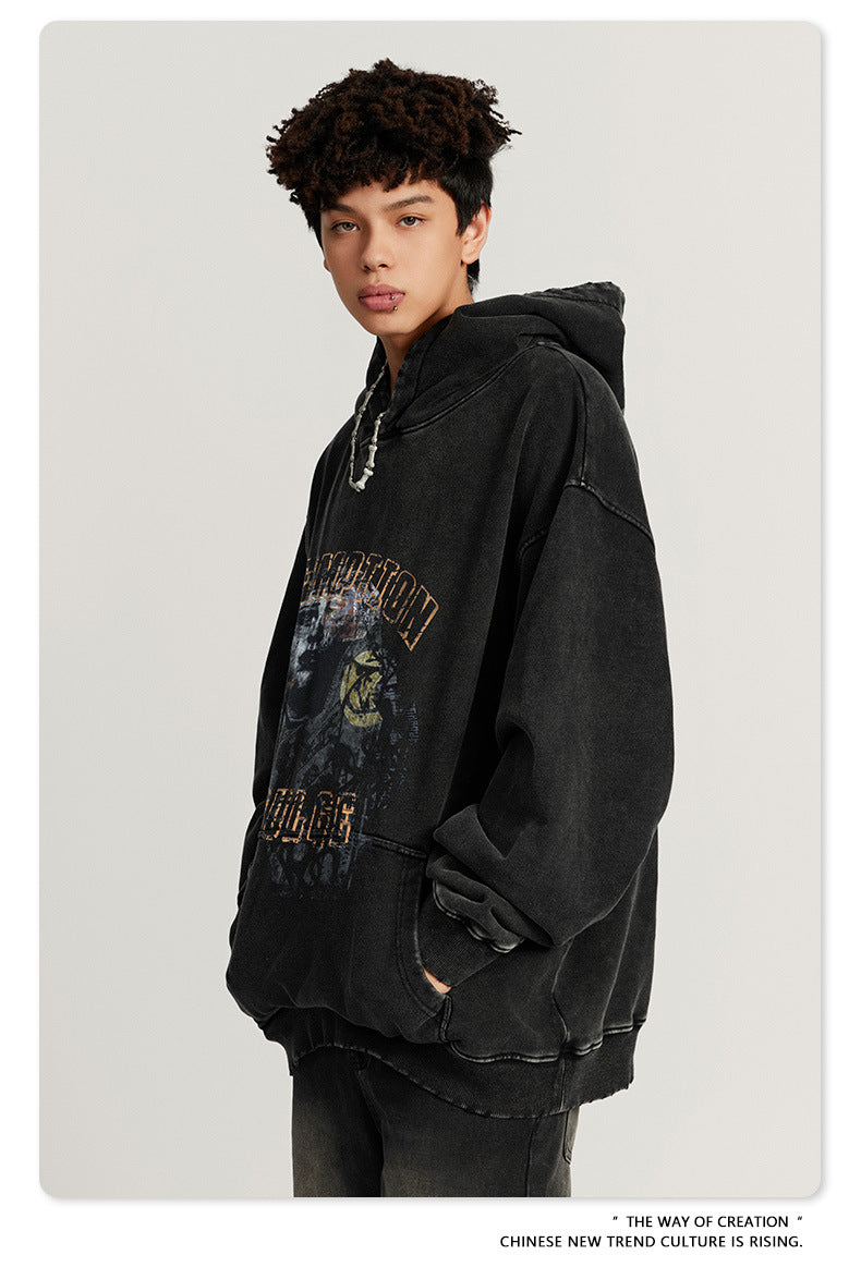 Washed  Heavyweight Print Hoodie WN7888